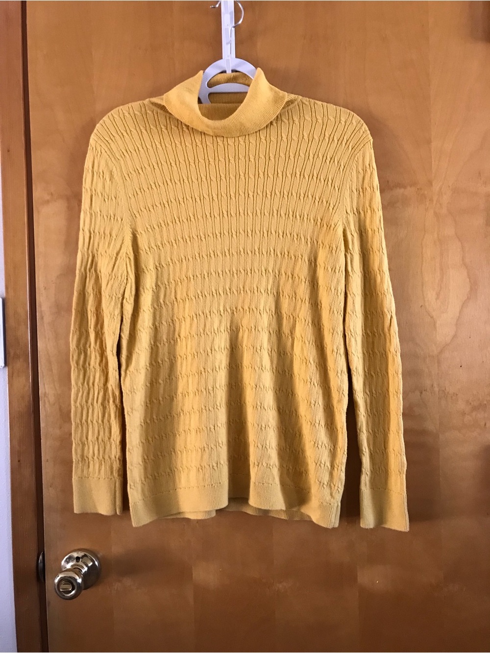 Talbots Women’s Mustard Turtleneck Cable Knit Sweater
